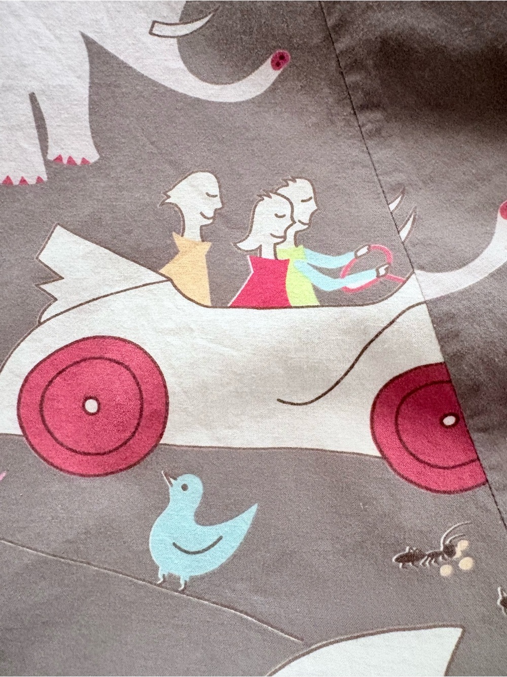 Lovely Kate Rare Whimsical Gray Animal Novelty Print A-Line Retro Cotton Skirt S - Picture 8 of 11